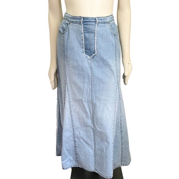 VTG GLORIA VANDERBILT A-line Denim Midi Skirt in Light Wash SZ 14 - Picture 2 of 12